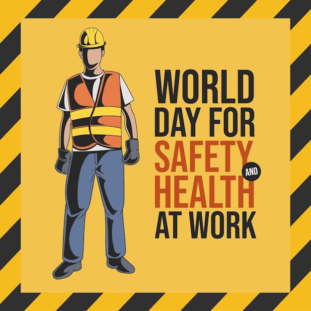 Vector diseño plano de celebración del día mundial de la seguridad y la salud en el trabajo