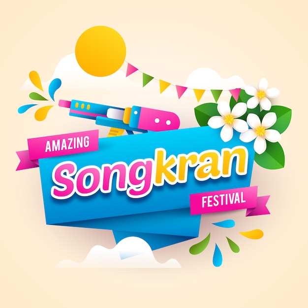 Diseño plano de celebración songkran