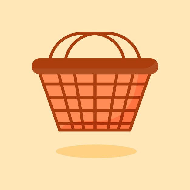 Diseño plano de cesta de compras vacía.