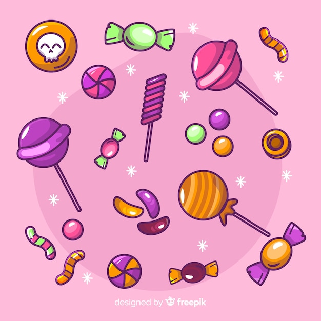 Diseño plano de la colección de dulces de halloween