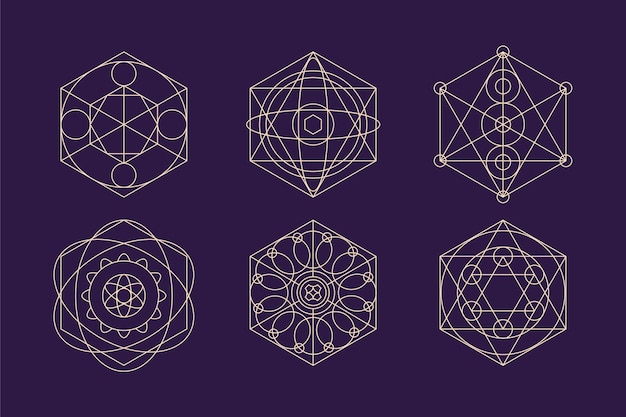 Diseño plano colección de elementos de geometría sagrada
