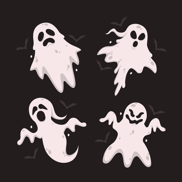 Diseño plano de colección fantasma de halloween