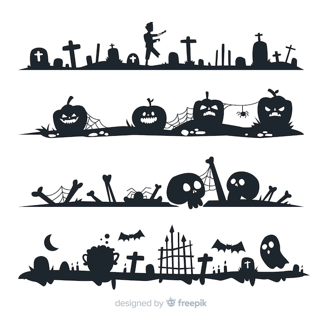 Diseño plano de la colección de la frontera de halloween