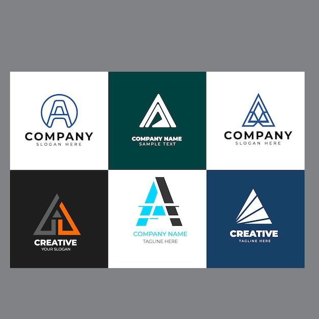 Diseño plano de una colección de logotipos Etiquetas relacionadas