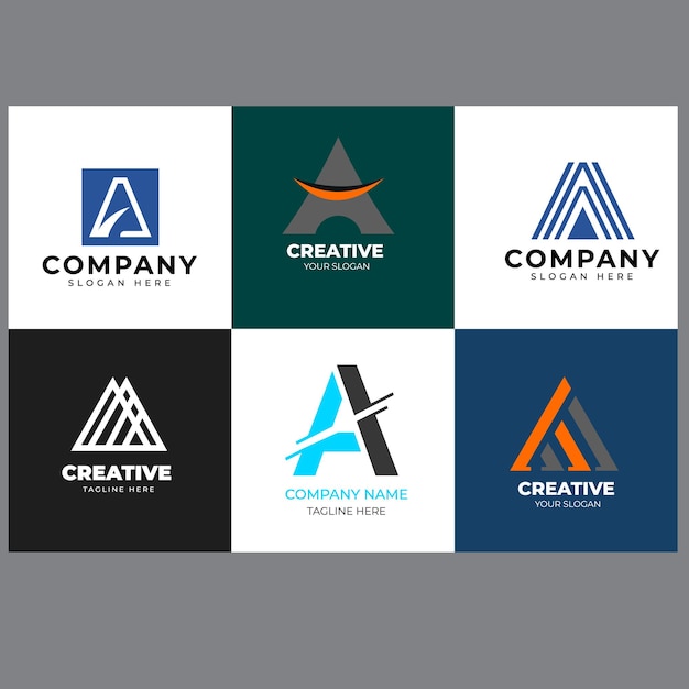 Diseño plano de una colección de logotipos Etiquetas relacionadas