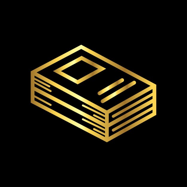 diseño plano de la colección de moda de la plantilla del icono vectorial del libro de colores de oro