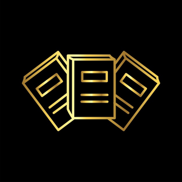 diseño plano de la colección de moda de la plantilla del icono vectorial del libro de colores de oro
