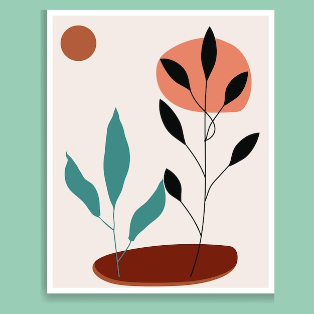 Diseño plano colorido arte de pared Arte lineal Ilustración vectorial minimalista
