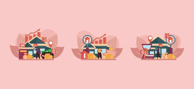 Diseño plano de compradores de bienes raíces
