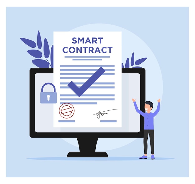 Diseño plano del concepto de contrato inteligente