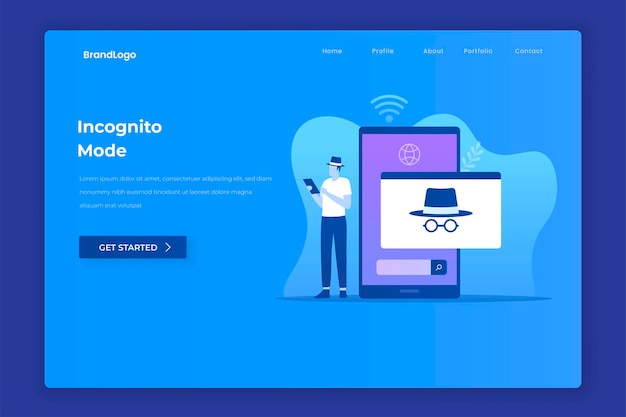 Diseño plano del concepto de navegación de incógnito.