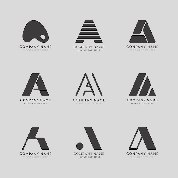Diseño plano de un conjunto de logotipos.