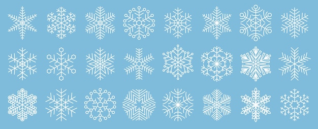 diseño plano copos de nieve vector de Navidad y año nuevo conjunto de elementos de decoración