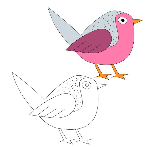 El diseño plano de Cute Little Bird Clipart es una ilustración plana vectorial de pájaros
