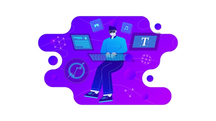 Vector diseño plano degradado de metaverso
