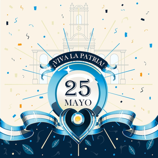 Diseño plano del día de celebración del 25 de mayo