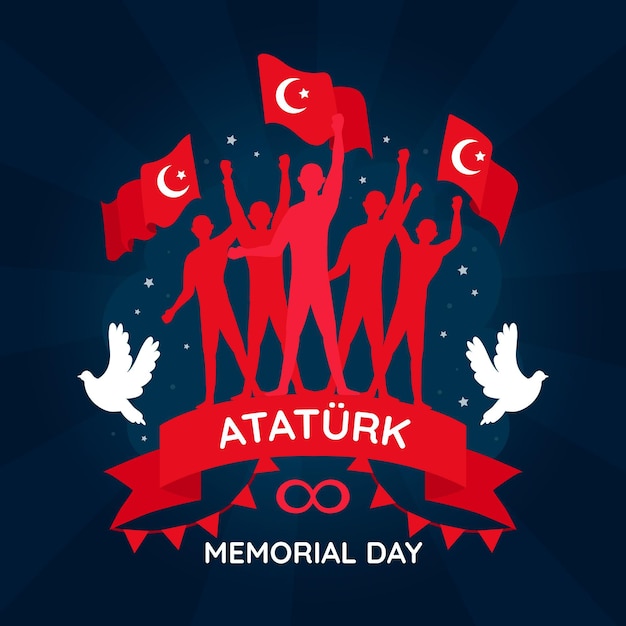 Diseño plano día conmemorativo de ataturk