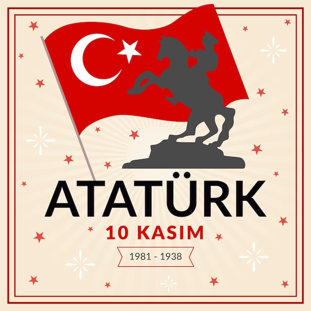 Diseño plano día conmemorativo de ataturk