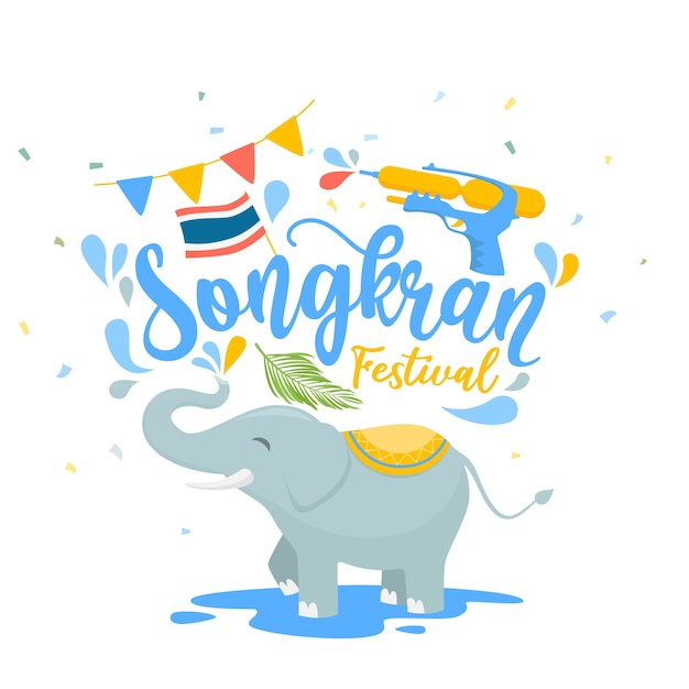 Vector diseño plano día del festival songkran