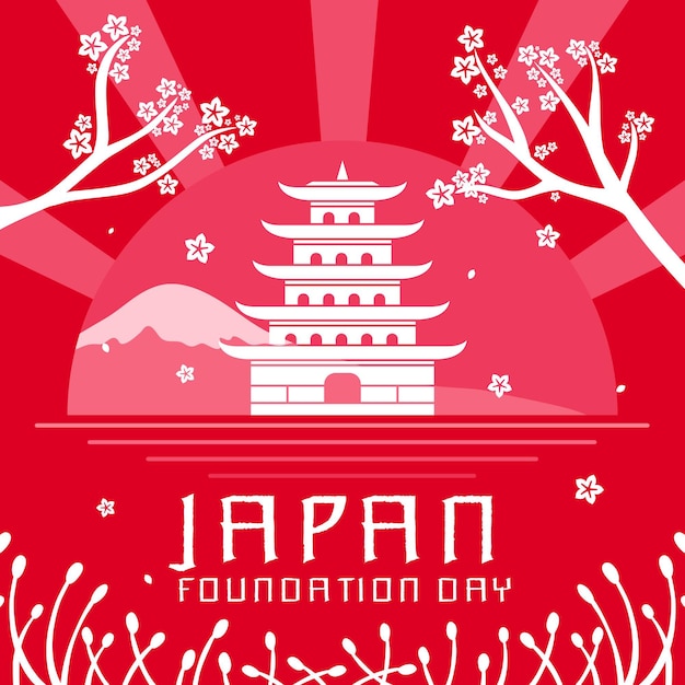 Diseño plano día de la fundación de japón