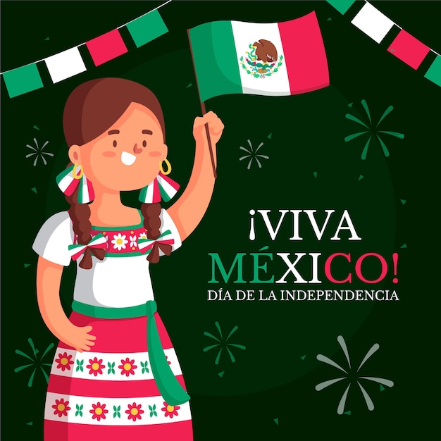 Vector diseño plano día de la independencia de méxico