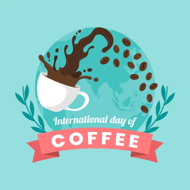 Diseño plano día internacional del café.