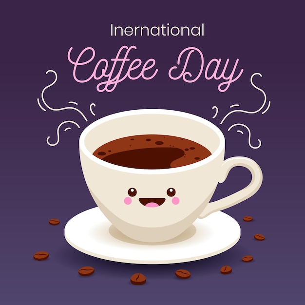 Diseño plano del día internacional del café.