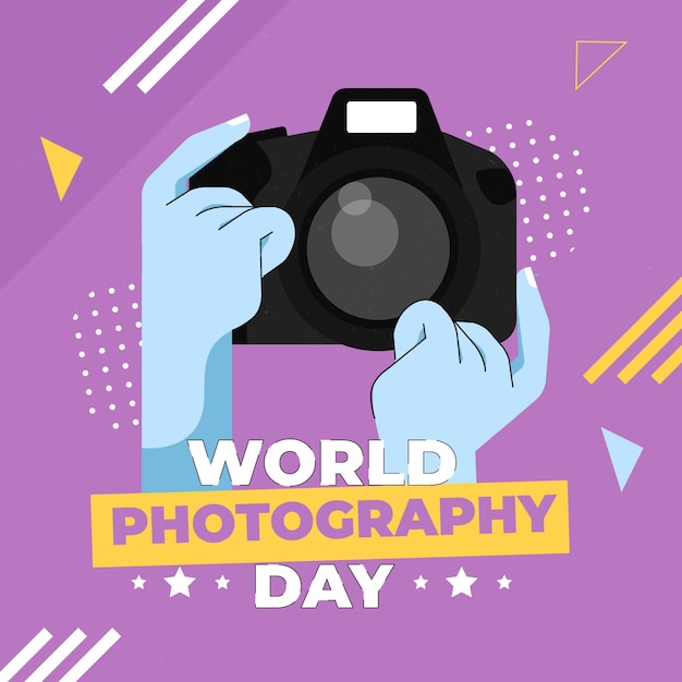 Diseño plano del día mundial de la fotografía