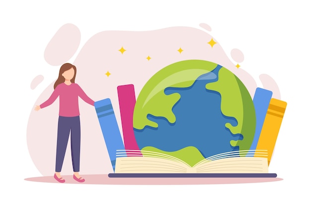 Diseño plano para el Día Mundial del Libro