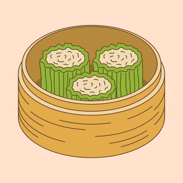 Diseño Plano Dibujado Mano Albóndigas Doodle Comida China