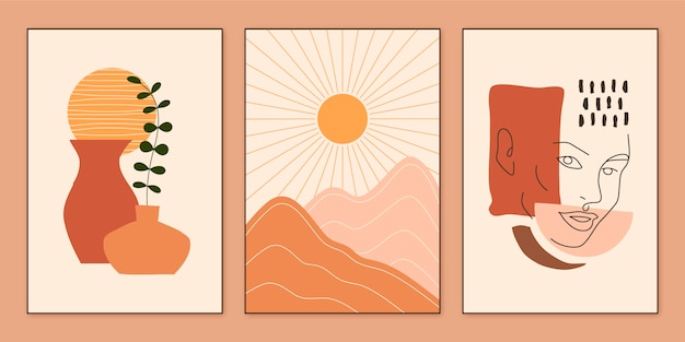 Diseño plano dibujado a mano arte de pared boho