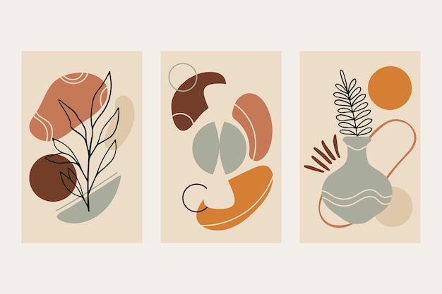 Diseño plano dibujado a mano arte de pared boho