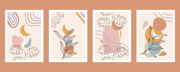 Diseño plano dibujado a mano arte de pared boho