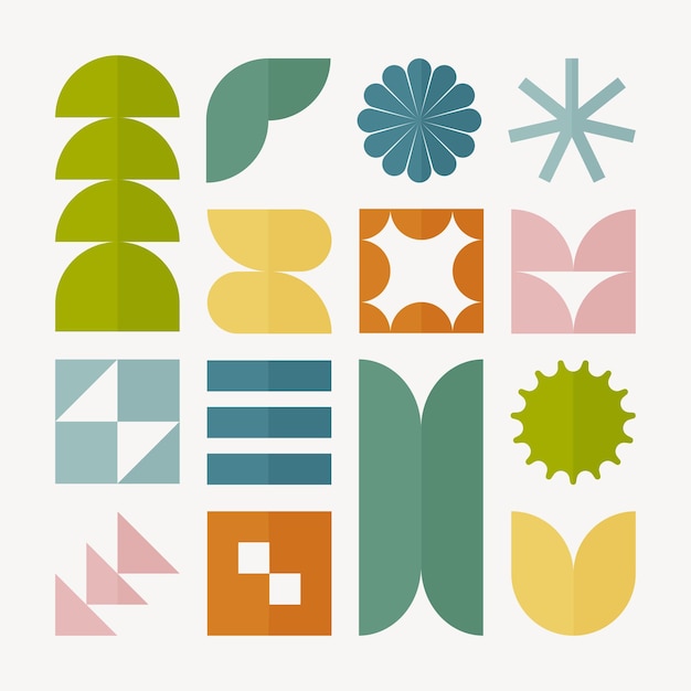 Diseño plano dibujado a mano colección de formas geométricas coloridas