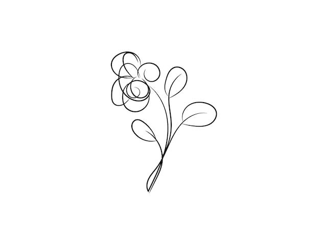 diseño plano dibujado a mano con un contorno de flor simple