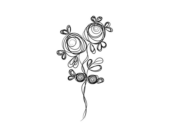 diseño plano dibujado a mano con un contorno de flor simple