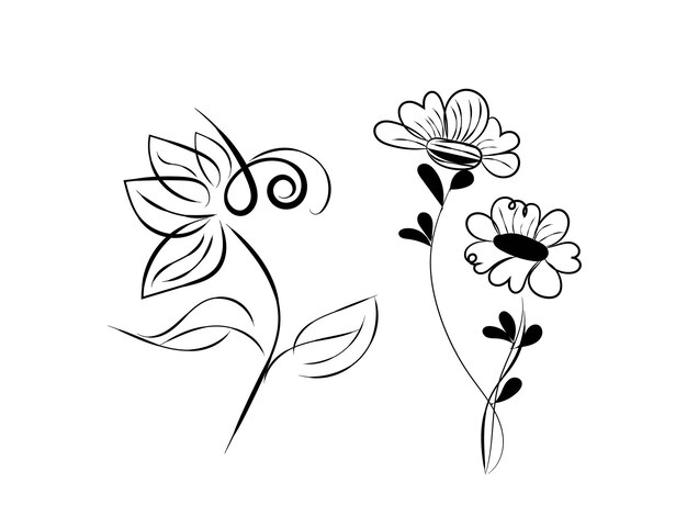 diseño plano dibujado a mano con un contorno de flor simple