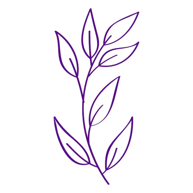 Diseño plano dibujado a mano con contorno floral simple aislado en blanco