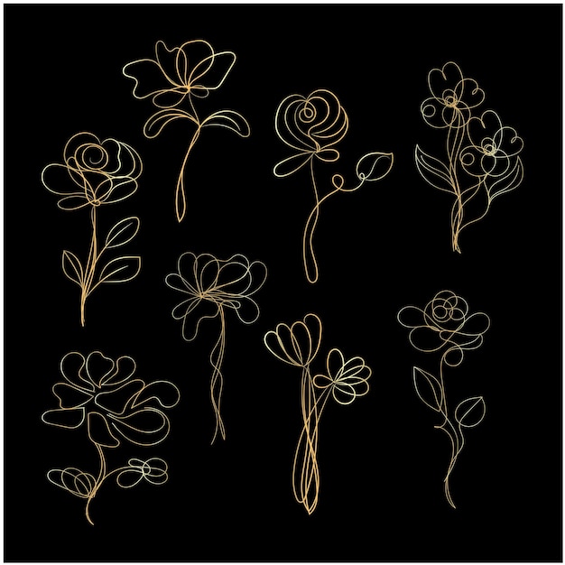 Diseño plano dibujado a mano con un simple contorno de flor