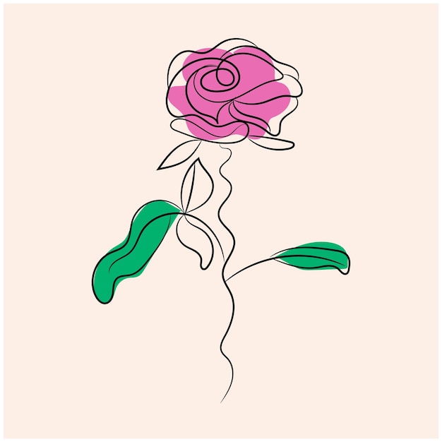 Diseño plano dibujado a mano con un simple contorno de flor