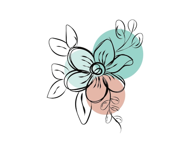 Diseño plano dibujado a mano con un simple contorno de flor