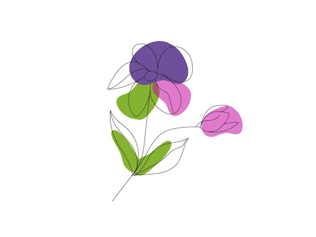 Diseño plano dibujado a mano con un simple contorno de flor