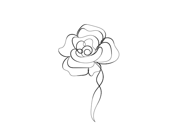 Diseño plano dibujado a mano con un simple contorno de flor