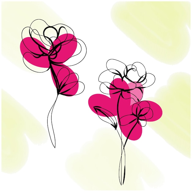 Diseño plano dibujado a mano con un simple contorno de flor