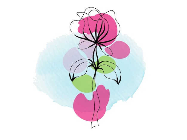 Diseño plano dibujado a mano con un simple contorno de flor