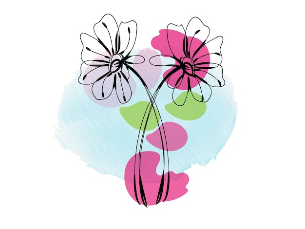 Diseño plano dibujado a mano con un simple contorno de flor