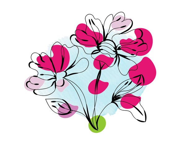 Diseño plano dibujado a mano con un simple contorno de flor