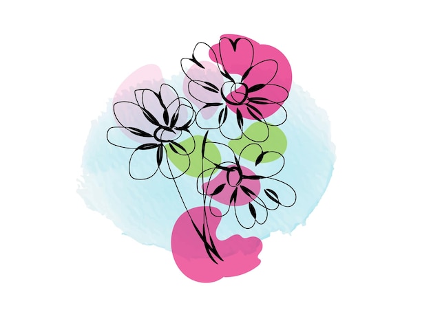 Diseño plano dibujado a mano con un simple contorno de flor