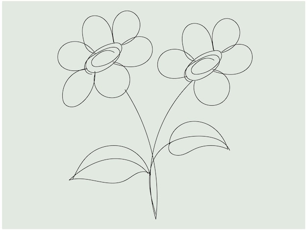 Diseño plano dibujado a mano con un simple contorno de flor