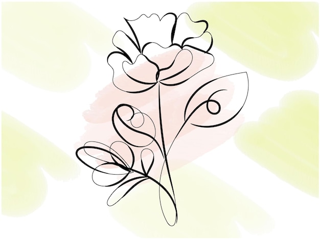 Diseño plano dibujado a mano con un simple contorno de flor